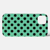 Schwarze Polka Punkte auf Minze grün Case-Mate iPh iPhone Hülle (Rückseite (Horizontal))