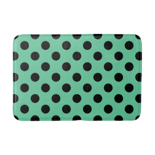 Schwarze Polka Punkte auf Minzgrün Badematte