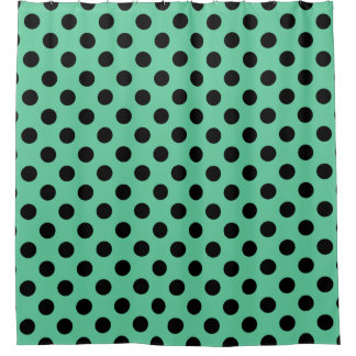 Schwarze Polka Punkte auf Minzgrün Duschvorhang