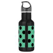 Schwarze Polka Punkte auf Minzgrün Edelstahlflasche (Rückseite)