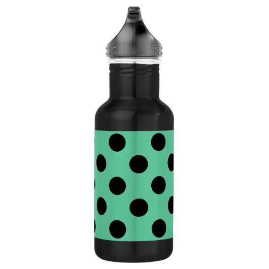 Schwarze Polka Punkte auf Minzgrün Edelstahlflasche (Rechts)