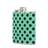 Schwarze Polka Punkte auf Minzgrün Flachmann (Links)