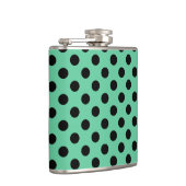 Schwarze Polka Punkte auf Minzgrün Flachmann (Rechts)