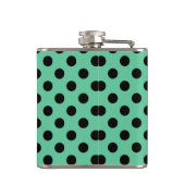 Schwarze Polka Punkte auf Minzgrün Flachmann (Rückseite)