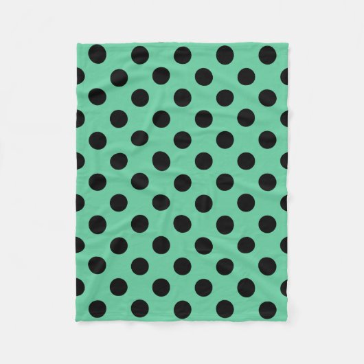 Schwarze Polka Punkte auf Minzgrün Fleecedecke (Vorderseite)