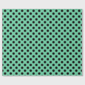 Schwarze Polka Punkte auf Minzgrün Geschenkpapier (Flach)