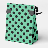 Schwarze Polka Punkte auf Minzgrün Geschenkschachtel (Rückseite)