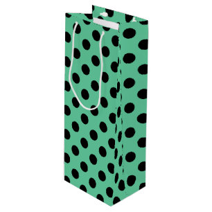 Schwarze Polka Punkte auf Minzgrün Geschenktüte Für Weinflaschen