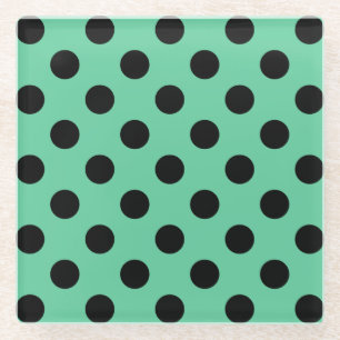 Schwarze Polka Punkte auf Minzgrün Glasuntersetzer