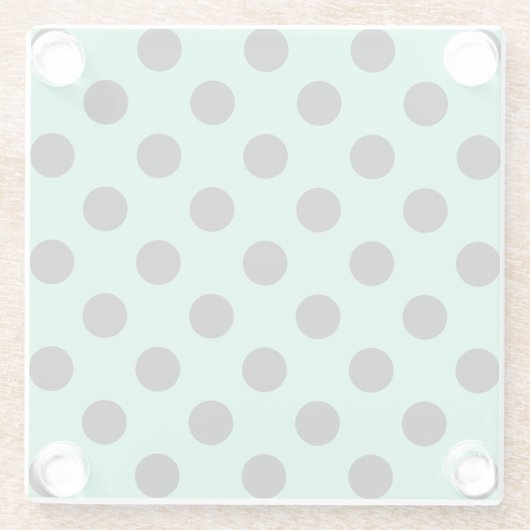 Schwarze Polka Punkte auf Minzgrün Glasuntersetzer (Rückseite)