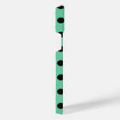 Schwarze Polka Punkte auf Minzgrün iPhone Hülle (Rechte Seite)