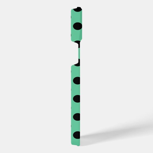Schwarze Polka Punkte auf Minzgrün iPhone Hülle (Rechte Seite)