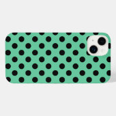 Schwarze Polka Punkte auf Minzgrün iPhone Hülle (Rückseite (Horizontal))
