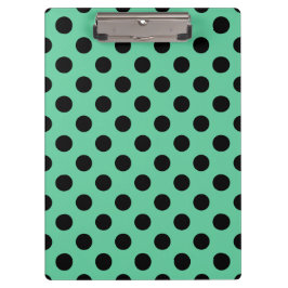Schwarze Polka Punkte auf Minzgrün Klemmbrett