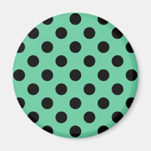 Schwarze Polka Punkte auf Minzgrün Magnet