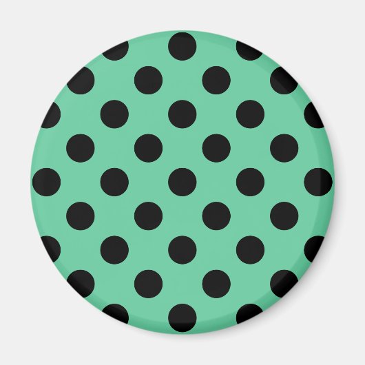 Schwarze Polka Punkte auf Minzgrün Magnet (Vorne)