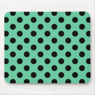 Schwarze Polka Punkte auf Minzgrün Mousepad