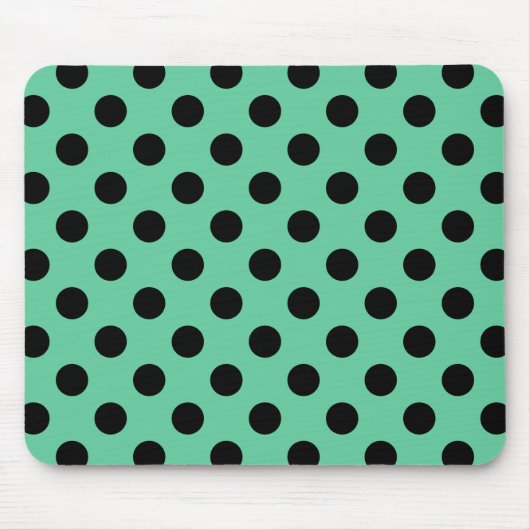Schwarze Polka Punkte auf Minzgrün Mousepad (Vorne)