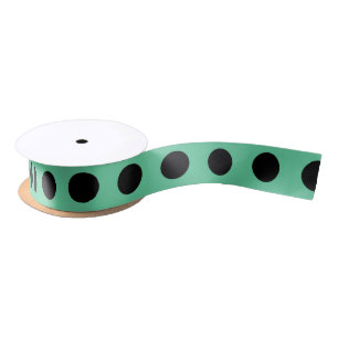 Schwarze Polka Punkte auf Minzgrün Satinband