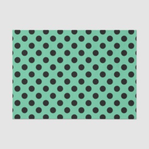 Schwarze Polka Punkte auf Minzgrün Seidenpapier