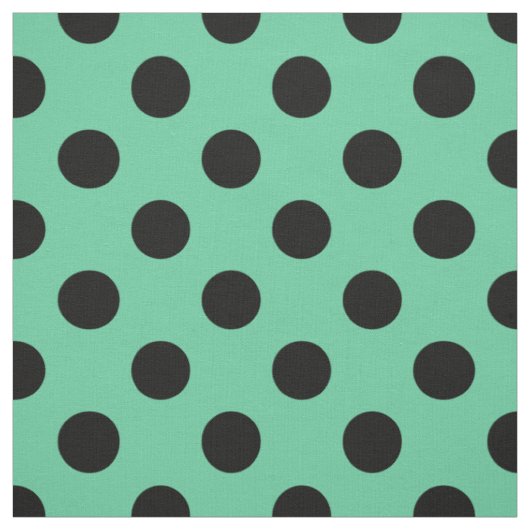 Schwarze Polka Punkte auf Minzgrün Stoff (Muster)