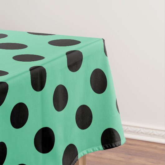 Schwarze Polka Punkte auf Minzgrün Tischdecke (Beispiel)