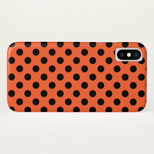 Schwarze Polka-Punkte auf Orange Case-Mate iPhone Hülle (Rückseite (Horizontal))
