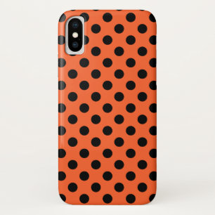 Schwarze Polka-Punkte auf Orange iPhone X Hülle