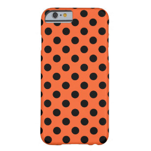 Schwarze Polka-Punkte auf Orange Barely There iPhone 6 Hülle
