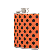 Schwarze Polka-Punkte auf Orange Flachmann (Links)