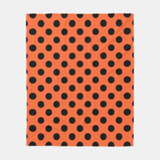 Schwarze Polka-Punkte auf Orange Fleecedecke (Vorderseite)
