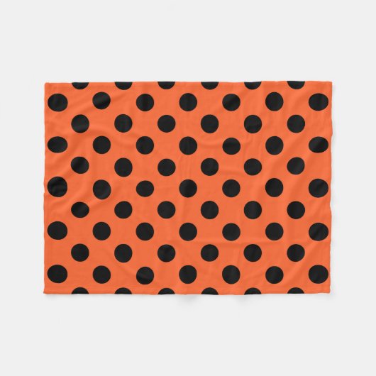 Schwarze Polka-Punkte auf Orange Fleecedecke (Vorderseite (Horizontal))
