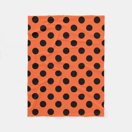 Schwarze Polka-Punkte auf Orange Fleecedecke (Vorderseite)