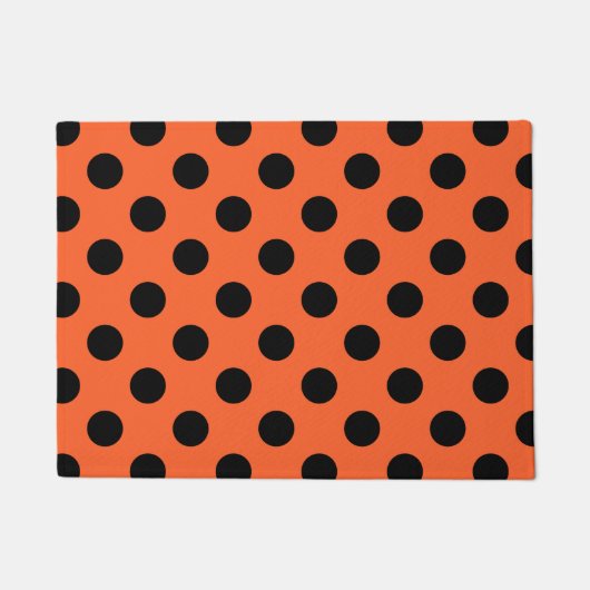 Schwarze Polka-Punkte auf Orange Fußmatte (Vorderseite)