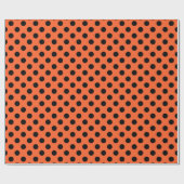 Schwarze Polka-Punkte auf Orange Geschenkpapier (Flach)