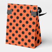 Schwarze Polka-Punkte auf Orange Geschenkschachtel (Rückseite)