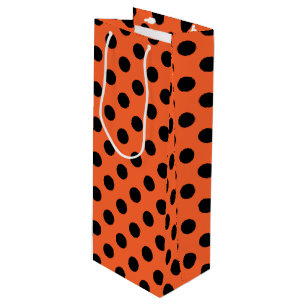 Schwarze Polka-Punkte auf Orange Geschenktüte Für Weinflaschen