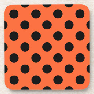 Schwarze Polka-Punkte auf Orange Getränkeuntersetzer