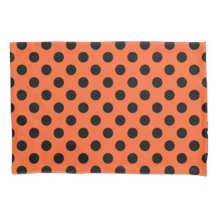 Schwarze Polka-Punkte auf Orange Kissenbezug