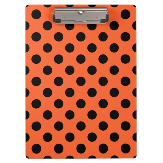 Schwarze Polka-Punkte auf Orange Klemmbrett (Vorderseite)