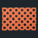 Schwarze Polka-Punkte auf Orange Küchentuch<br><div class="desc">Schwarze Polka-Punkte auf Orange</div>