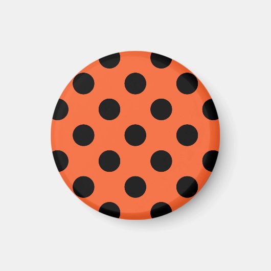 Schwarze Polka-Punkte auf Orange Magnet (Vorne)