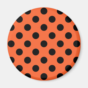 Schwarze Polka-Punkte auf Orange Magnet