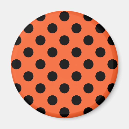 Schwarze Polka-Punkte auf Orange Magnet (Vorne)