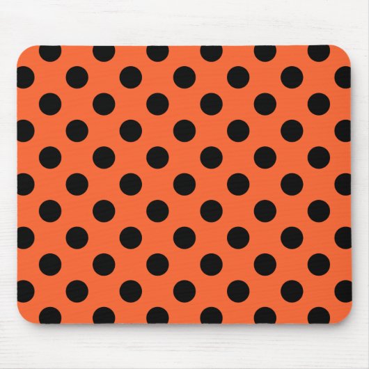 Schwarze Polka-Punkte auf Orange Mousepad (Vorne)