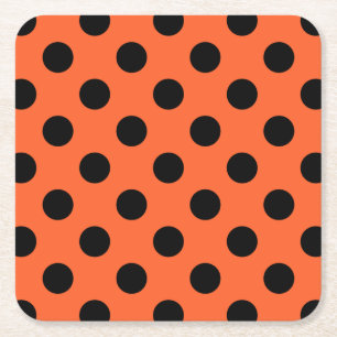 Schwarze Polka-Punkte auf Orange Rechteckiger Pappuntersetzer