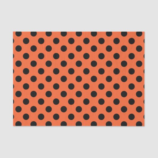 Schwarze Polka-Punkte auf Orange Seidenpapier (Vorderseite)