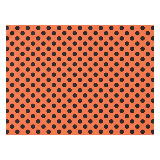 Schwarze Polka-Punkte auf Orange Tischdecke (Vorderseite (Horizontal))
