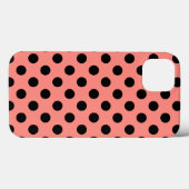 Schwarze Polka Punkte auf Peach Case-Mate iPhone G Hülle (Rückseite (Horizontal))