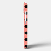 Schwarze Polka Punkte auf Peach Case-Mate iPhone G Hülle (Rückseite / Links)